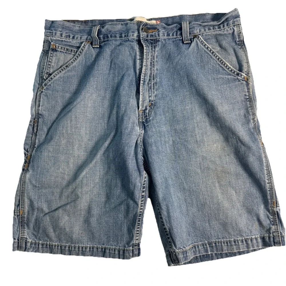 Vintage Levi's Red Tab Baggy Carpenter Jean Shorts Men's 36 Med‎ Wash Denim Y2K